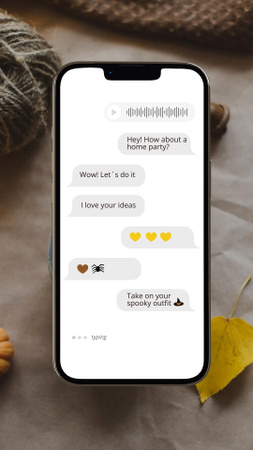 Halloween Inspiration with Chat on Phone Screen Instagram Story Design Template