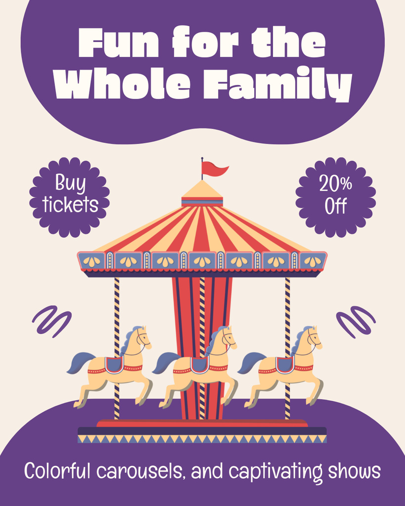 Designvorlage Fun For Families With Discount In Amusement Park für Instagram Post Vertical