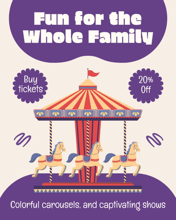 Fun For Families With Discount In Amusement Park Instagram Post Vertical Design Template