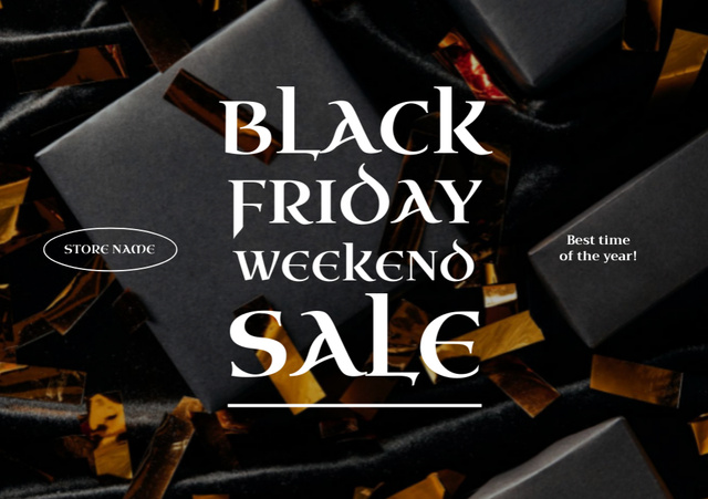 Black Friday Holiday Sale Announcement Flyer A5 Horizontal Design Template