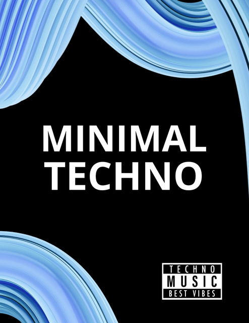Techno Music Party Announcement with Abstract Illustration Flyer 8.5x11in Modelo de Design