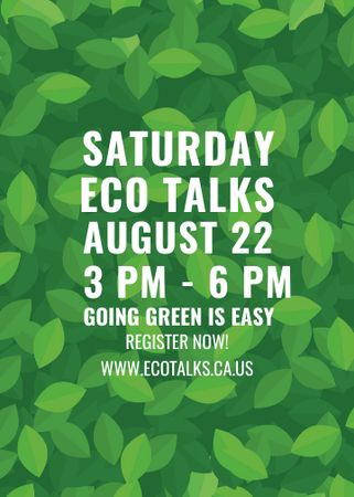 Ecological Event Announcement Green Leaves Texture Invitation Tasarım Şablonu