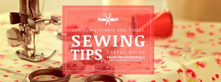 Plantilla de diseño de Sewing Machine and Threads on Table Facebook cover 