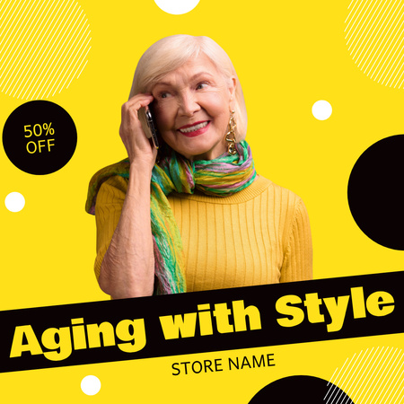 Age-friendly Fashion Style With Discount In Yellow Instagram Design Template