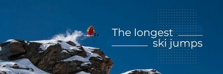 Skier jumping from rock Email header Design Template