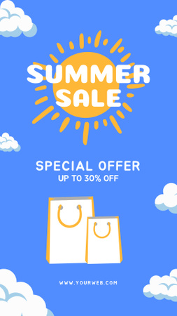 Summer Sale Offer on Blue Instagram Story Design Template