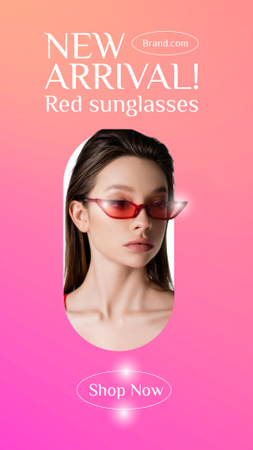 Attractive Woman in Red Sunglasses Instagram Story Design Template