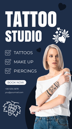 Template di design Studio di tatuaggi con vari servizi e trucco Instagram Story