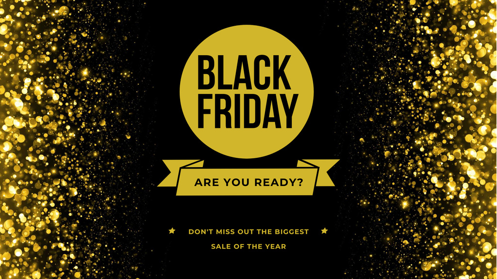 Black Friday Offer Announcement with Golden Glitter FB event cover Modelo de Design