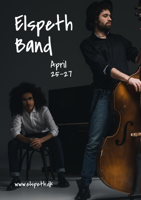 Concert Ad with Rock Band Rehearsing Flyer A5 Tasarım Şablonu