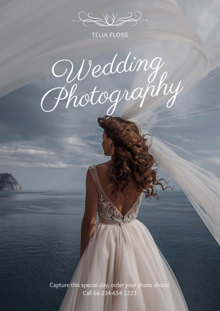 Wedding photography advertisement with Tender Bride Poster Tasarım Şablonu