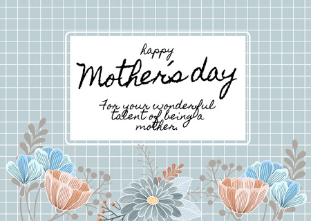 Mother's Day Greeting with Tender Flowers Card Design Template