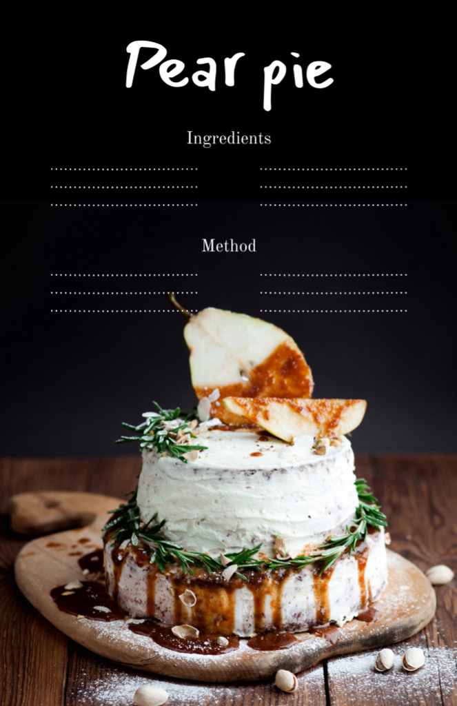 Delicious Pear Pie Cooking Steps Recipe Card Tasarım Şablonu