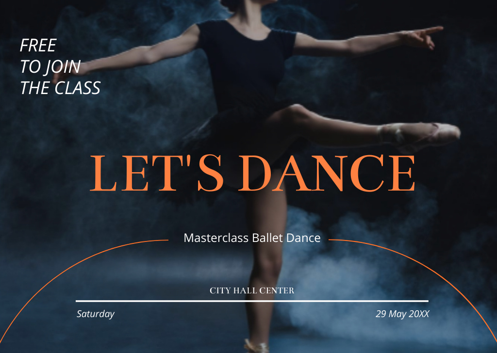 Ballet Dance Masterclass Flyer A6 Horizontal Design Template