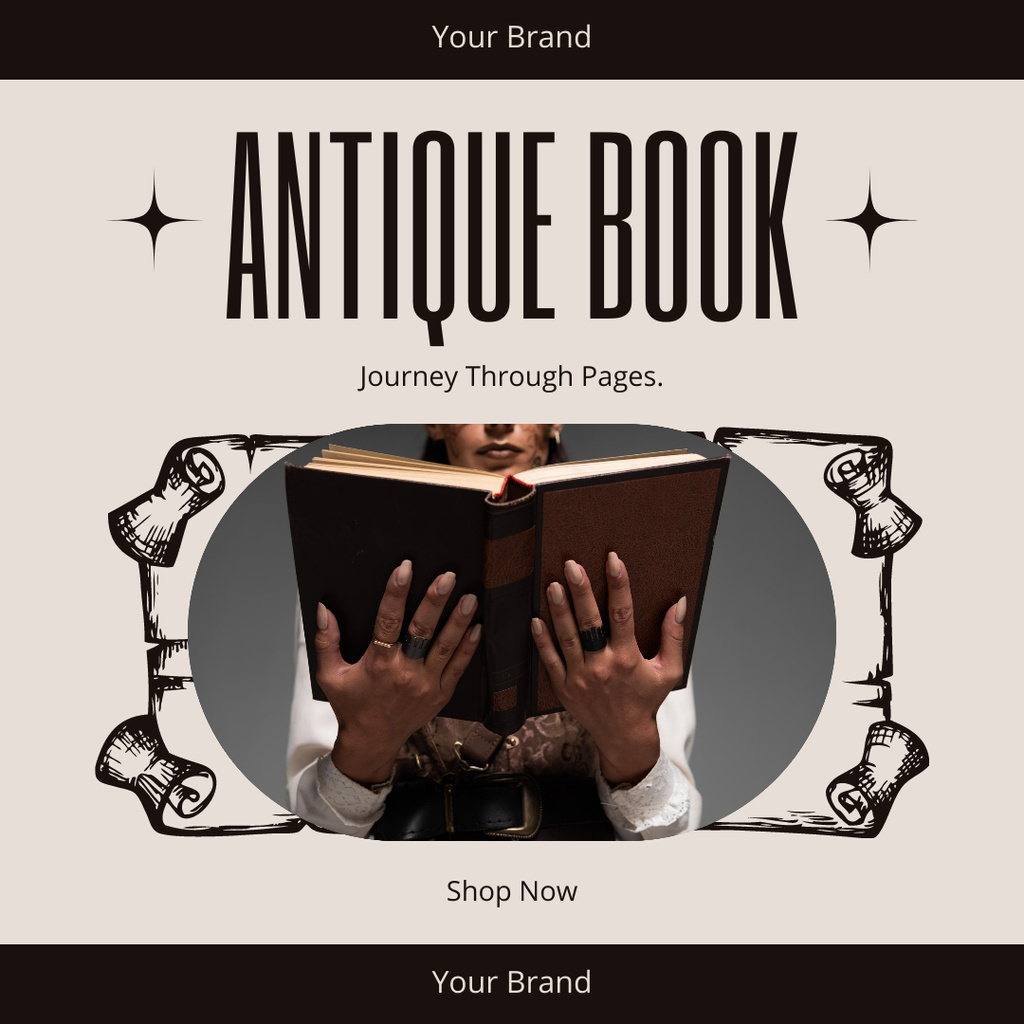 Rare And Antique Books In Store Offer Instagram AD Πρότυπο σχεδίασης
