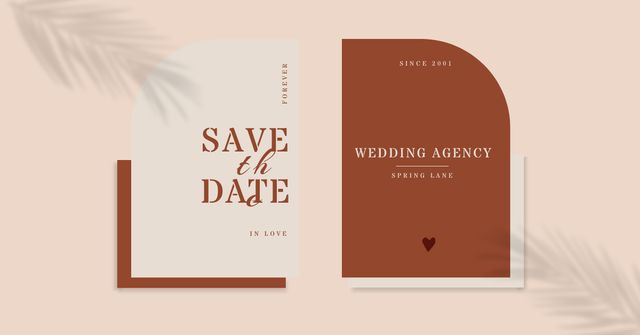 Wedding Date Announcement Facebook AD Modelo de Design