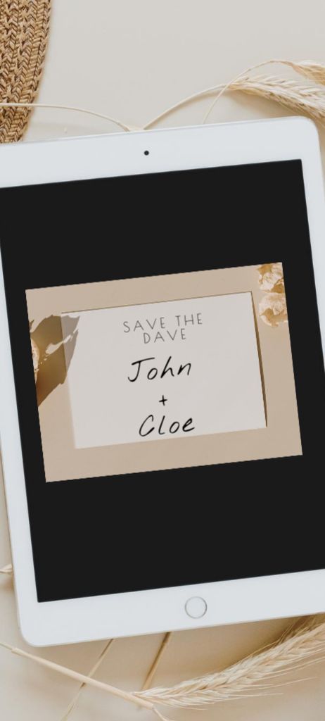 Online Wedding Announcement with Tablet Invitation 9.5x21cm Design Template