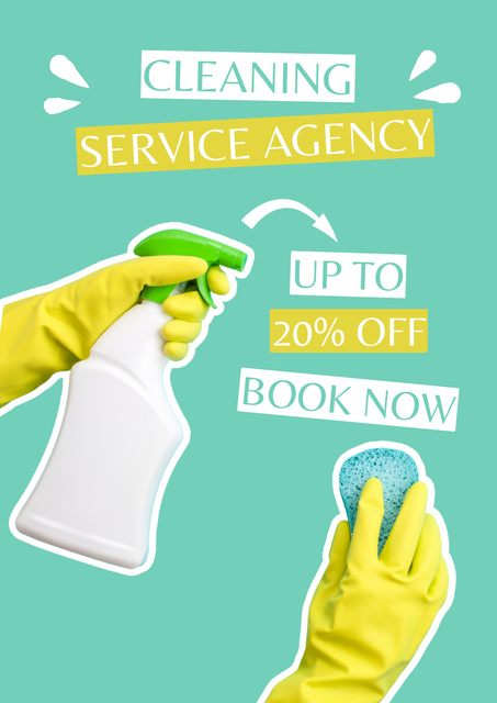 Advertising Cleaning Services on Green Poster A3 Design Template