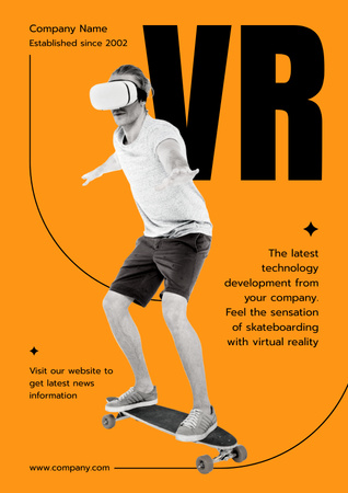 Man in Virtual Reality Glasses Poster Tasarım Şablonu