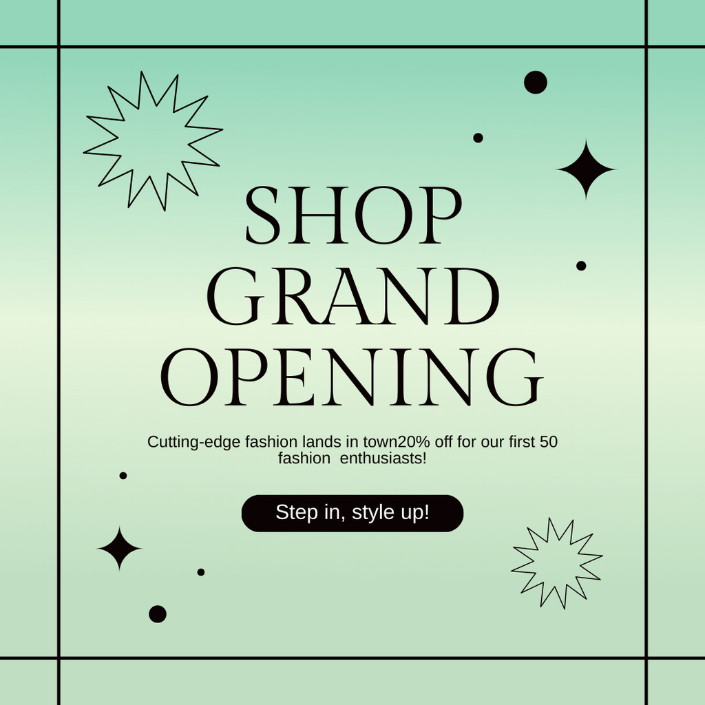 Unmissable Fashion Store Grand Opening With Discounts And Stars Instagram ADデザインテンプレート