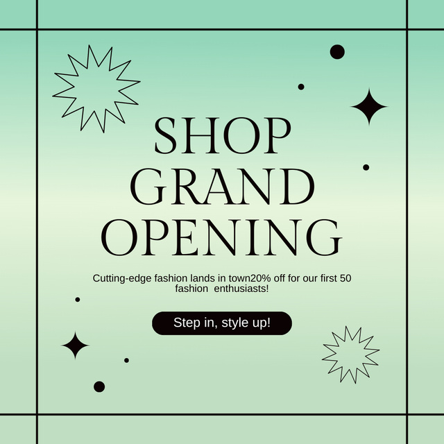 Unmissable Fashion Store Grand Opening With Discounts And Stars Instagram AD Design Template