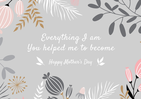 Happy Mother's Day Greeting With Illustration Postcard A5 Design Template