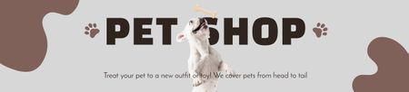 Designvorlage Anzeige von Pet Shop mit niedlichem lustigem Welpen für Ebay Store Billboard