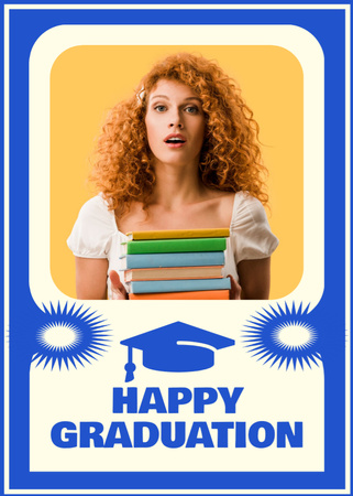 Congratulations on Graduation with Student with Books Flayer Design Template
