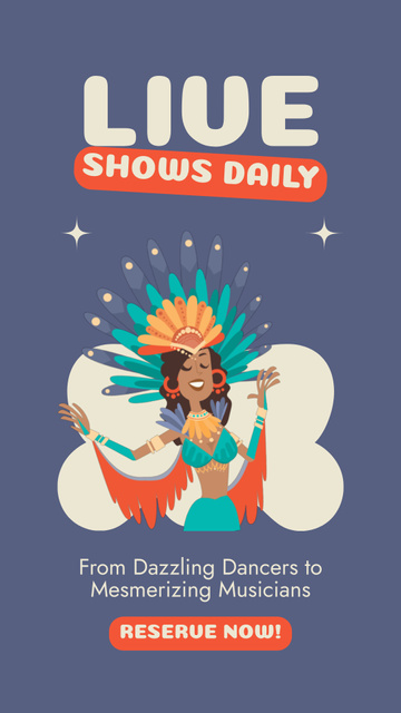 Live Dancers Show With Musicians And Reservation Instagram Video Story Design Template