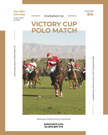 Polo match invitation with Players on Horses Poster 16x20in Design Template