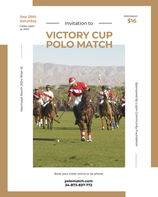 Young Men Playing Polo on Lawn Poster 16x20in Design Template