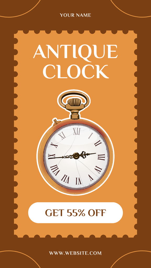 Antique Pocket Watch At Reduced Price Offer Instagram Story Design Template