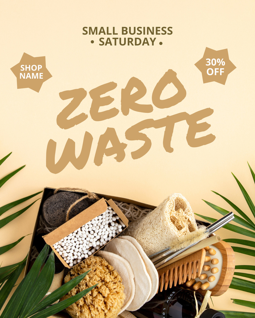 Zero Waste Products Sale on Small Business Saturday Instagram Post Vertical Design Template