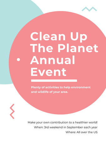Volunteering Planet Cleaning Annual Event Poster US Design Template