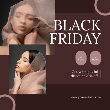 Black Friday Sale of Romantic Women's Garments Instagram AD Design Template