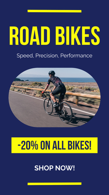 Reliable Road Bicycles With Discounts Offer Instagram Video Story Πρότυπο σχεδίασης