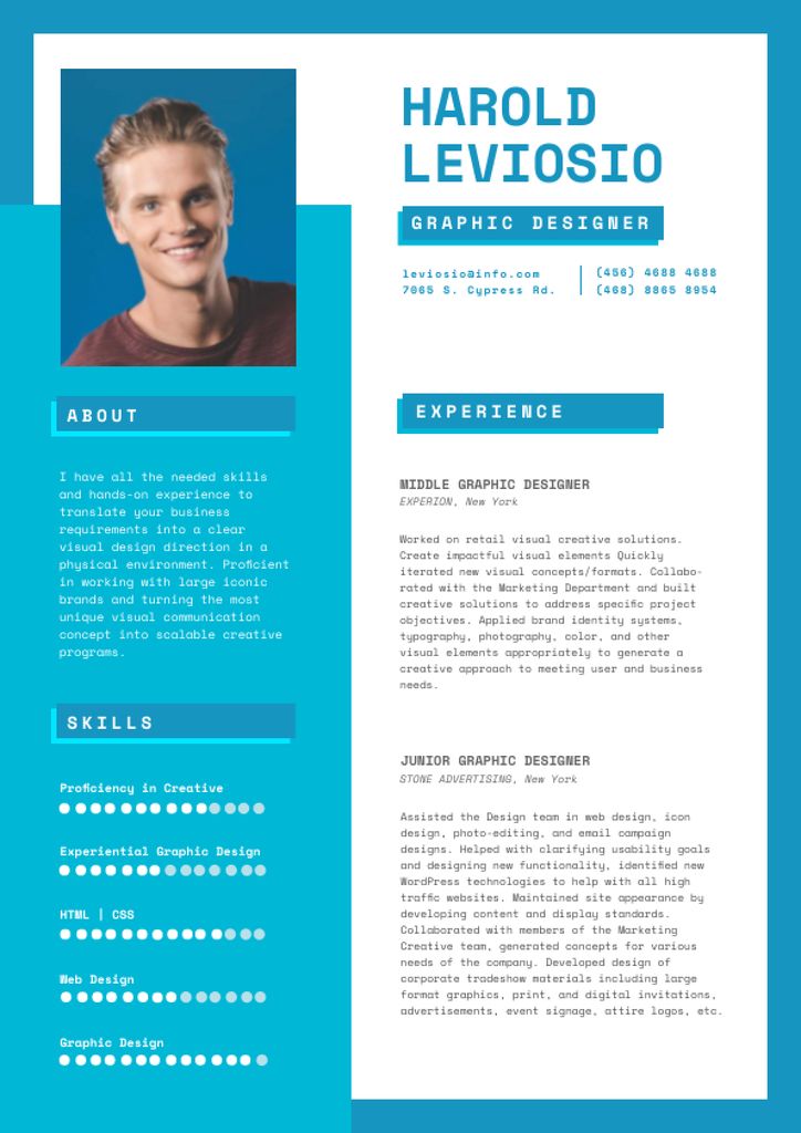 Professional Graphic Designer Profile Resume – шаблон для дизайну