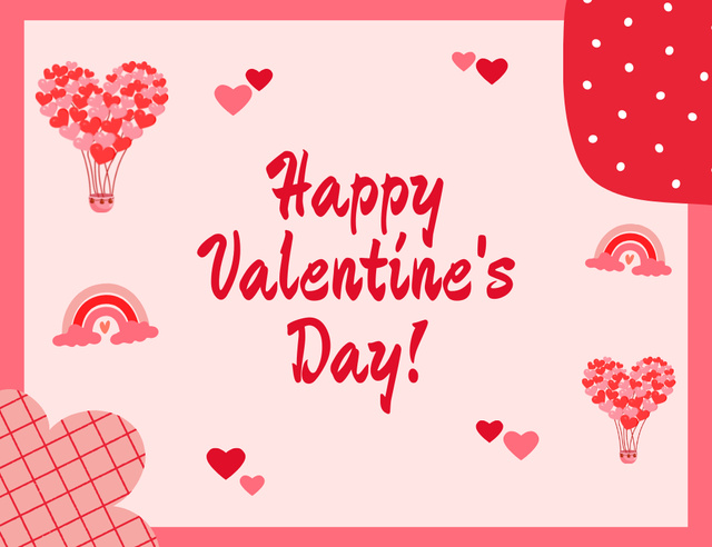 Template di design Happy Valentine's Day Greeting With Cute Hearts and Rainbows Thank You Card 5.5x4in Horizontal