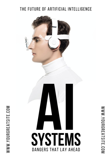 Plantilla de diseño de Artificial Intelligence Systems with Man in Smart Glasses Poster 28x40in 