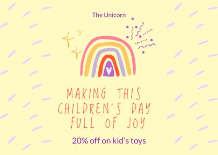 Children's Day Offer with Rainbow Card Design Template