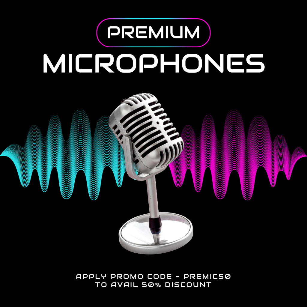 Ontwerpsjabloon van Instagram AD van Offer of Premium Microphones Sale