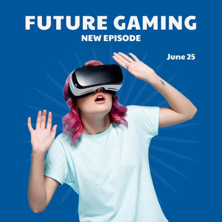 Geleceğin Oyunları hakkında VR Podcast'i Podcast Cover Tasarım Şablonu