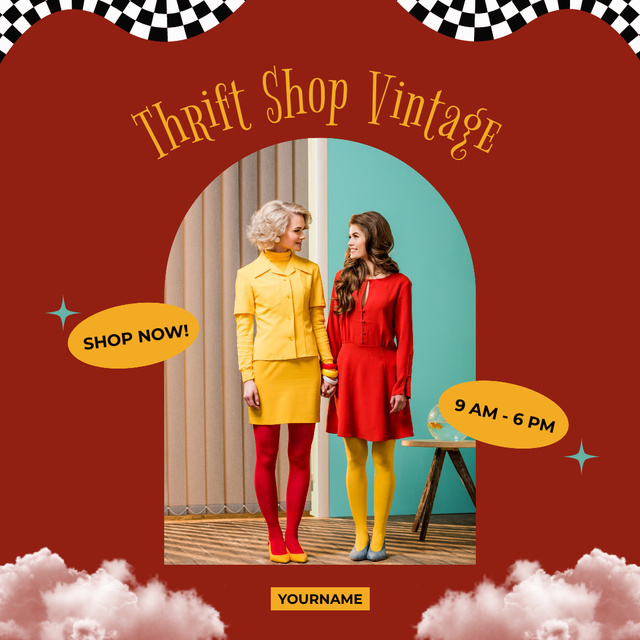 Modèle de visuel Fairy tale vintage thrift shop red - Instagram AD