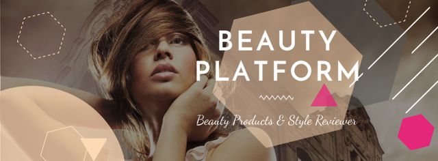 Beauty Platform Promotion with Attractive Woman Facebook cover Tasarım Şablonu