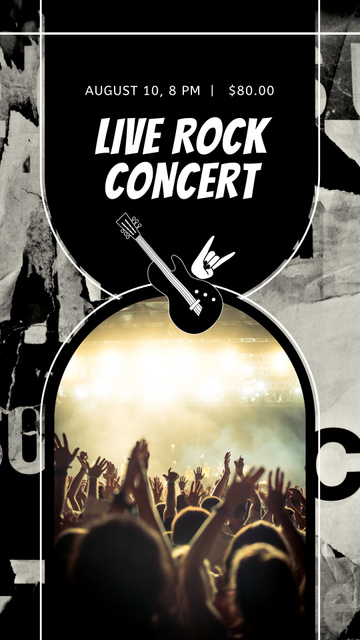 Ontwerpsjabloon van Instagram Video Story van Live Rock Concert's Ad on Black
