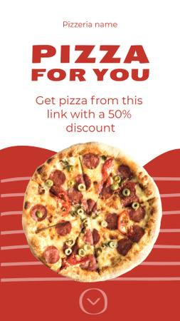 Get pizza from this link with a 50% discount Instagram Story tervezősablon