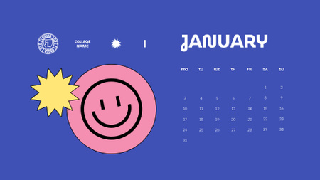 Ontwerpsjabloon van Calendar van Illustration of Funny Face