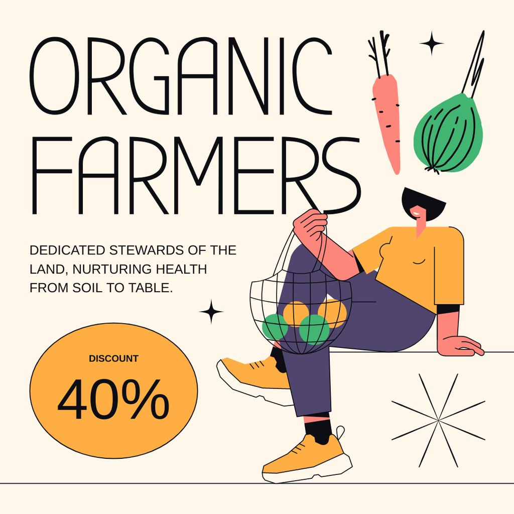 Discount on Organic Farm Products with Buyer Instagram AD tervezősablon
