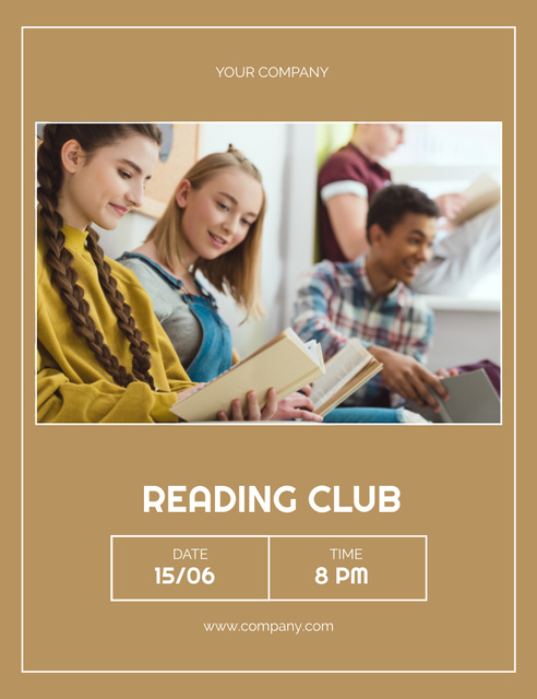 Reading Club for Young People Invitation 13.9x10.7cm Design Template