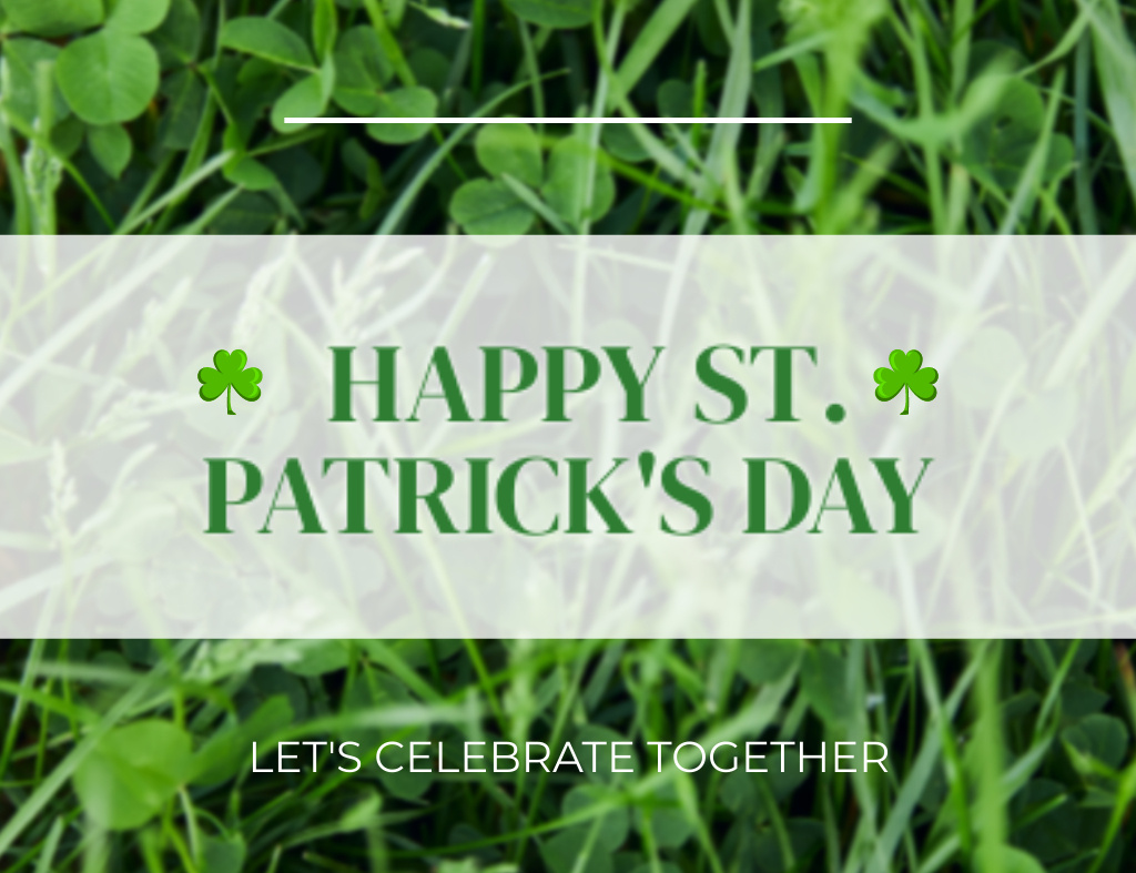 Let's Celebrate Patrick's Day Together Thank You Card 5.5x4in Horizontal – шаблон для дизайна